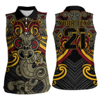Maori Hei Tiki Tribal Tattoo Women Sleeveless Polo Shirt