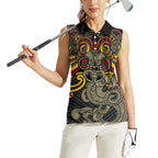 Maori Hei Tiki Tribal Tattoo Women Sleeveless Polo Shirt