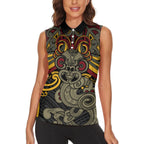 Maori Hei Tiki Tribal Tattoo Women Sleeveless Polo Shirt