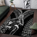 Custom New Zealand Rugby Area Rug Maori All Black Warrior Tribal Tattoo