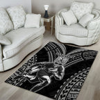 Custom New Zealand Rugby Area Rug Maori All Black Warrior Tribal Tattoo