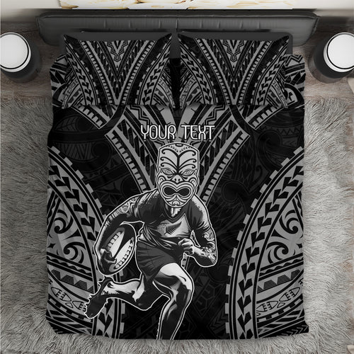 Custom New Zealand Rugby Bedding Set Maori All Black Warrior Tribal Tattoo