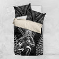Custom New Zealand Rugby Bedding Set Maori All Black Warrior Tribal Tattoo