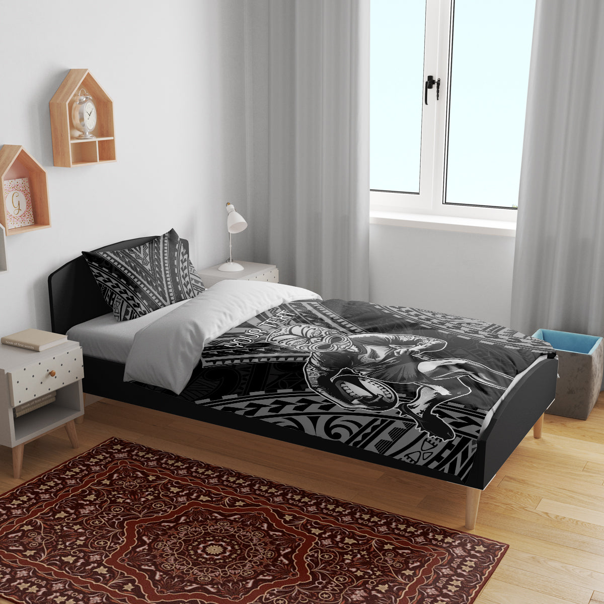 Custom New Zealand Rugby Bedding Set Maori All Black Warrior Tribal Tattoo