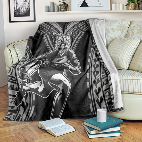 Custom New Zealand Rugby Blanket Maori All Black Warrior Tribal Tattoo