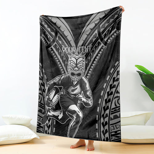 Custom New Zealand Rugby Blanket Maori All Black Warrior Tribal Tattoo