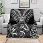 Custom New Zealand Rugby Blanket Maori All Black Warrior Tribal Tattoo