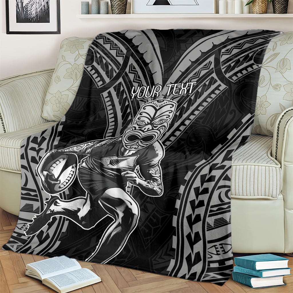 Custom New Zealand Rugby Blanket Maori All Black Warrior Tribal Tattoo