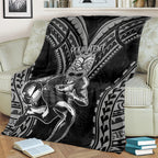 Custom New Zealand Rugby Blanket Maori All Black Warrior Tribal Tattoo