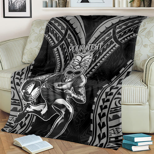 Custom New Zealand Rugby Blanket Maori All Black Warrior Tribal Tattoo