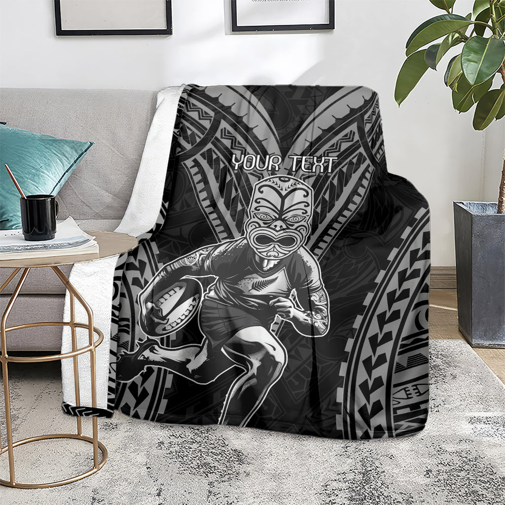 Custom New Zealand Rugby Blanket Maori All Black Warrior Tribal Tattoo