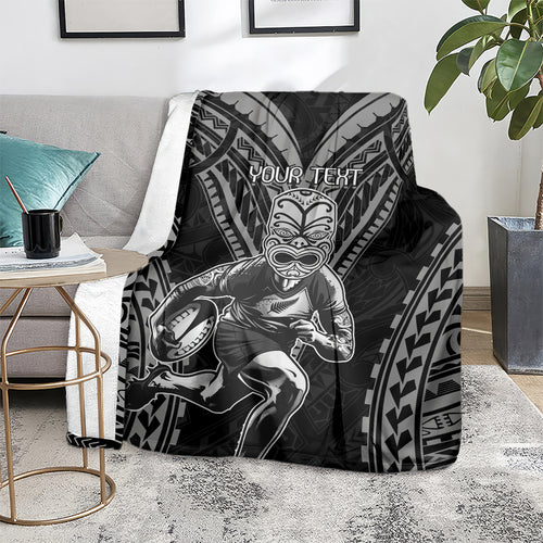 Custom New Zealand Rugby Blanket Maori All Black Warrior Tribal Tattoo