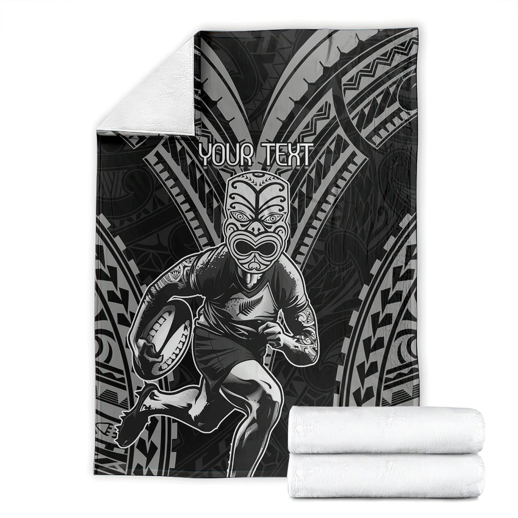 Custom New Zealand Rugby Blanket Maori All Black Warrior Tribal Tattoo