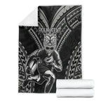 Custom New Zealand Rugby Blanket Maori All Black Warrior Tribal Tattoo