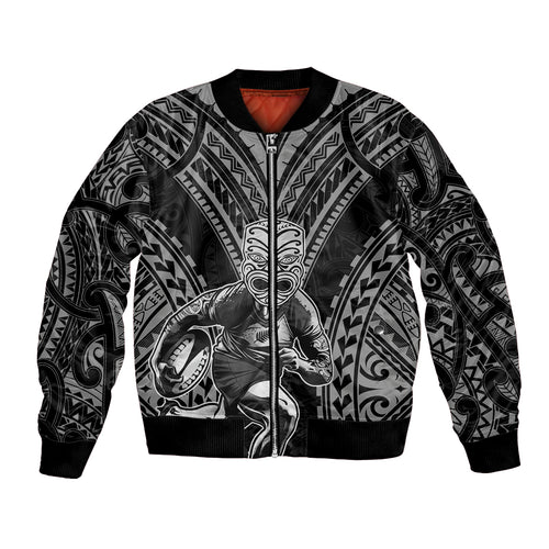 Custom New Zealand Rugby Bomber Jacket Maori All Black Warrior Tribal Tattoo