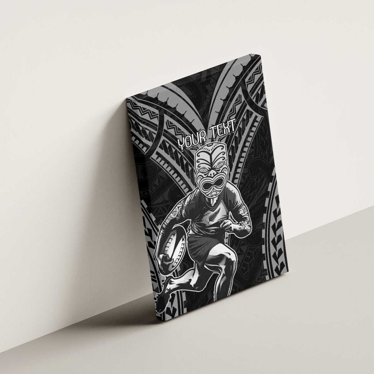 Custom New Zealand Rugby Canvas Wall Art Maori All Black Warrior Tribal Tattoo