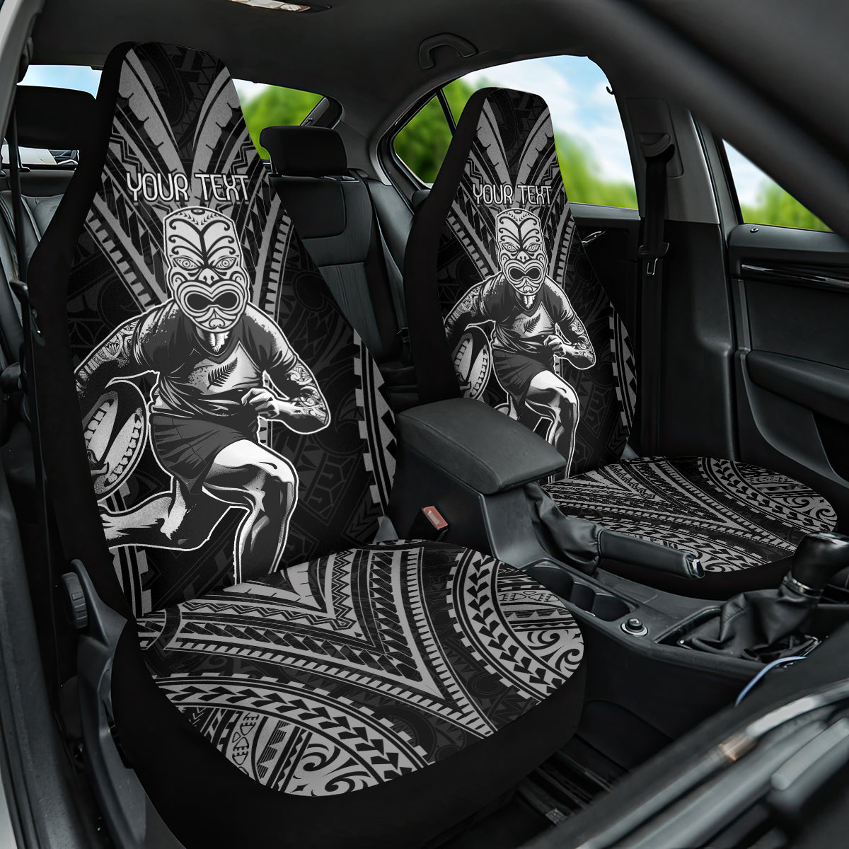 Custom New Zealand Rugby Car Seat Cover Maori All Black Warrior Tribal Tattoo