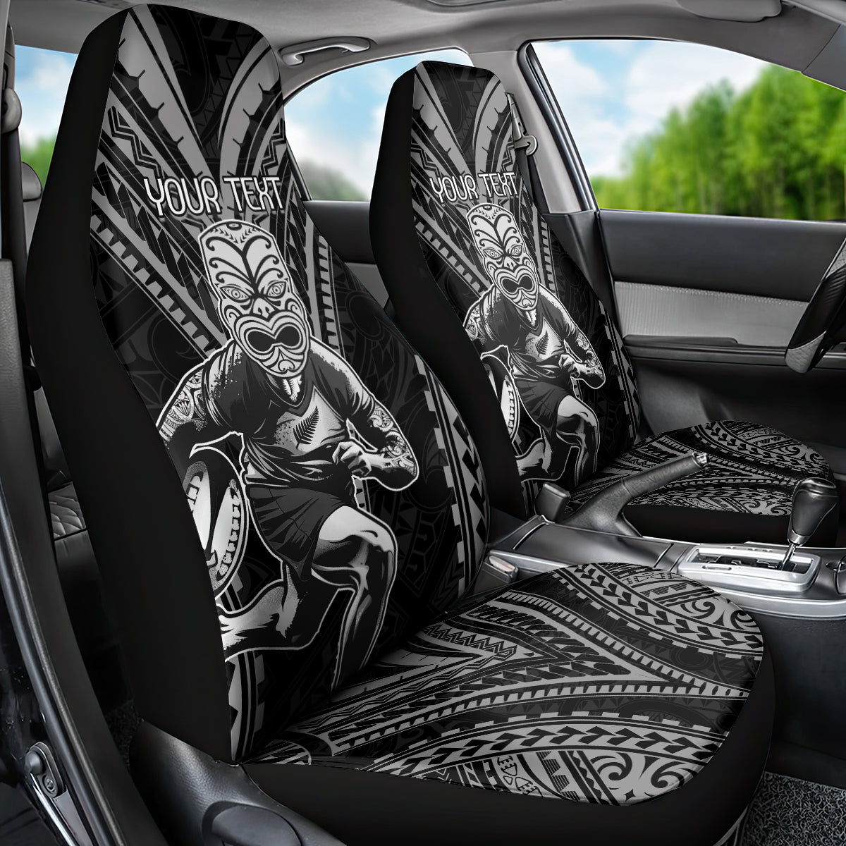 Custom New Zealand Rugby Car Seat Cover Maori All Black Warrior Tribal Tattoo