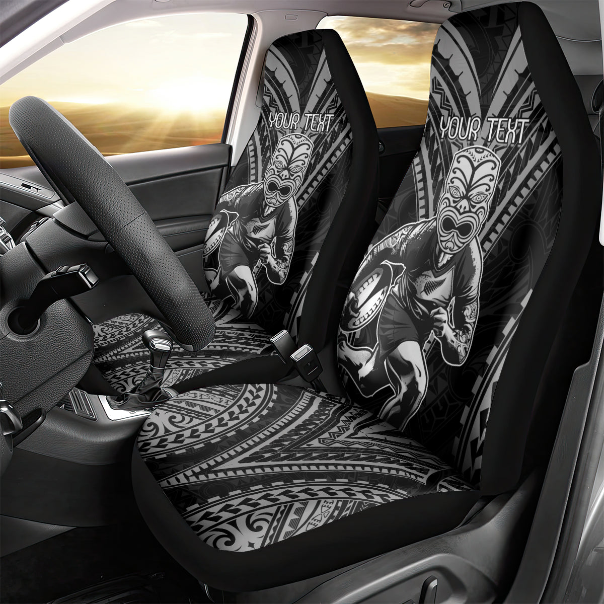 Custom New Zealand Rugby Car Seat Cover Maori All Black Warrior Tribal Tattoo