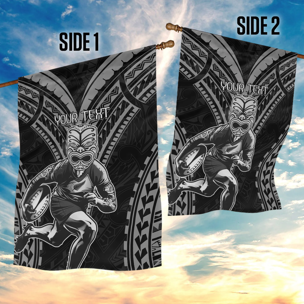 Custom New Zealand Rugby Garden Flag Maori All Black Warrior Tribal Tattoo