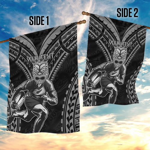 Custom New Zealand Rugby Garden Flag Maori All Black Warrior Tribal Tattoo