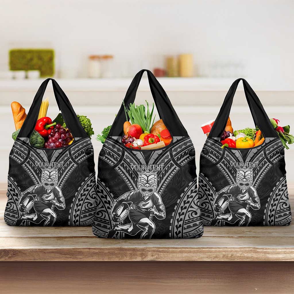 Custom New Zealand Rugby Grocery Bag Maori All Black Warrior Tribal Tattoo