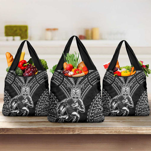 Custom New Zealand Rugby Grocery Bag Maori All Black Warrior Tribal Tattoo