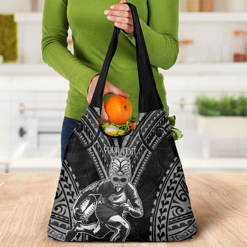 Custom New Zealand Rugby Grocery Bag Maori All Black Warrior Tribal Tattoo