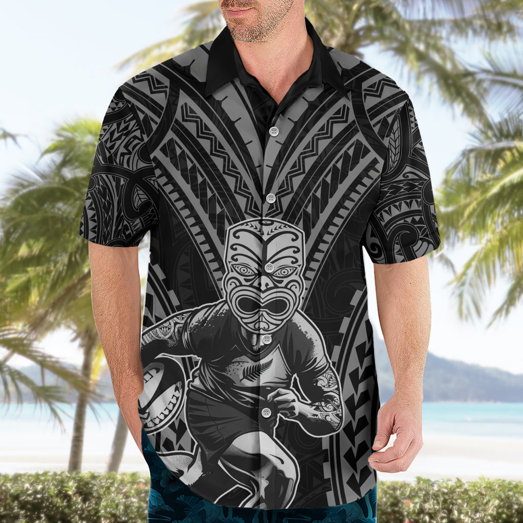 Custom New Zealand Rugby Hawaiian Shirt Maori All Black Warrior Tribal Tattoo