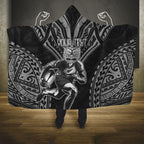 Custom New Zealand Rugby Hooded Blanket Maori All Black Warrior Tribal Tattoo