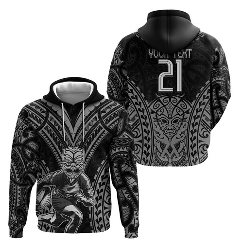 Custom New Zealand Rugby Hoodie Maori All Black Warrior Tribal Tattoo