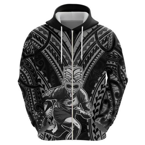 Custom New Zealand Rugby Hoodie Maori All Black Warrior Tribal Tattoo