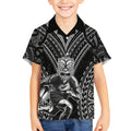 Custom New Zealand Rugby Kid Hawaiian Shirt Maori All Black Warrior Tribal Tattoo