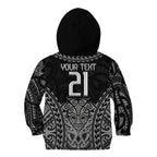 Custom New Zealand Rugby Kid Hoodie Maori All Black Warrior Tribal Tattoo