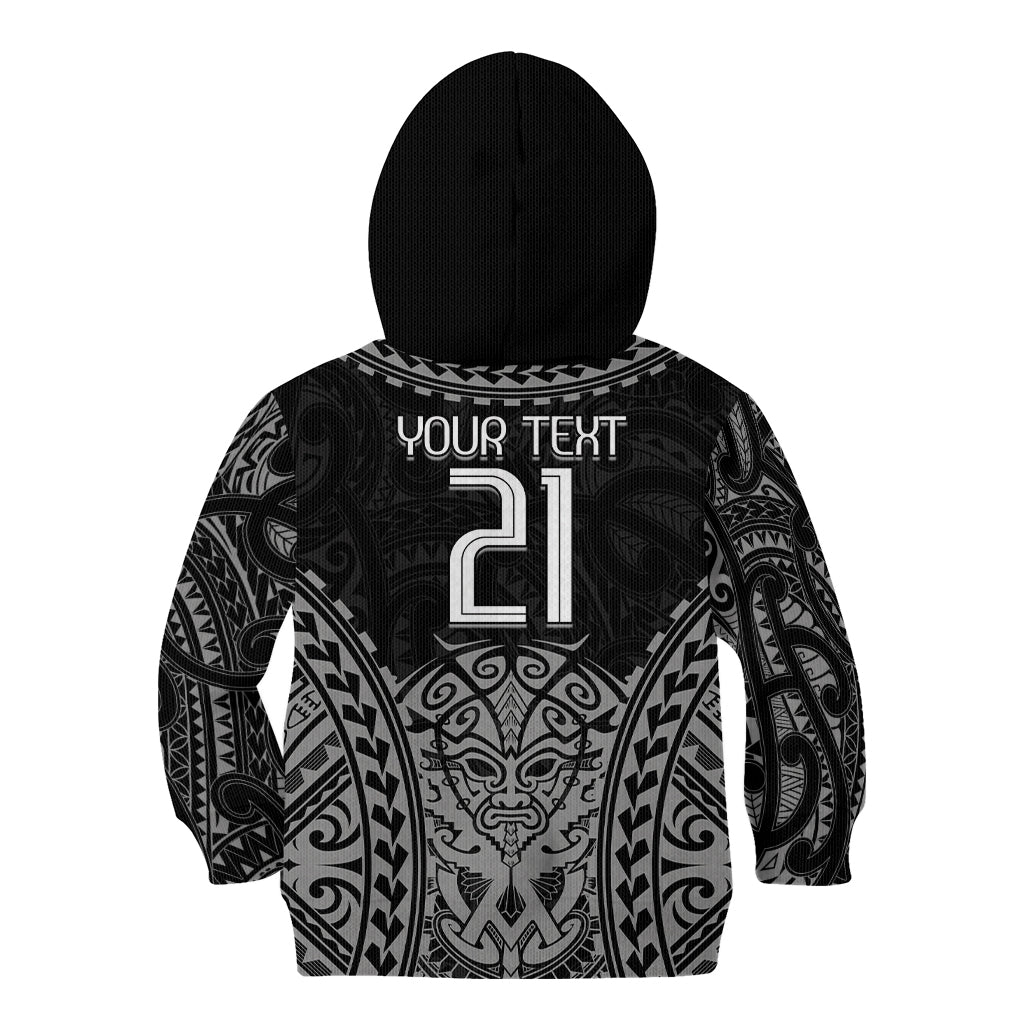 Custom New Zealand Rugby Kid Hoodie Maori All Black Warrior Tribal Tattoo