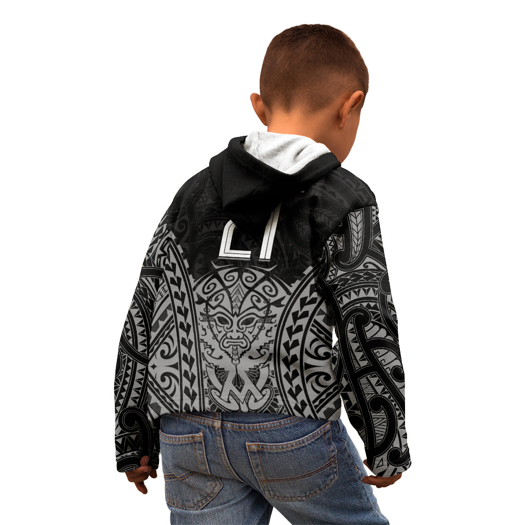 Custom New Zealand Rugby Kid Hoodie Maori All Black Warrior Tribal Tattoo