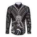 Custom New Zealand Rugby Long Sleeve Button Shirt Maori All Black Warrior Tribal Tattoo