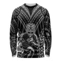 Custom New Zealand Rugby Long Sleeve Shirt Maori All Black Warrior Tribal Tattoo