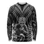 Custom New Zealand Rugby Long Sleeve Shirt Maori All Black Warrior Tribal Tattoo