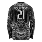 Custom New Zealand Rugby Long Sleeve Shirt Maori All Black Warrior Tribal Tattoo