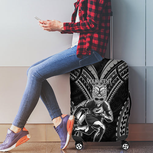 Custom New Zealand Rugby Luggage Cover Maori All Black Warrior Tribal Tattoo