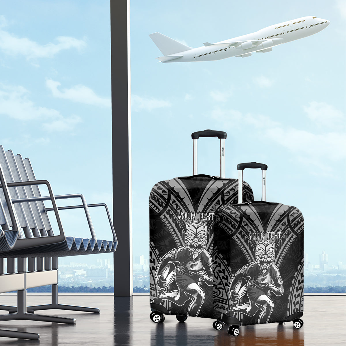 Custom New Zealand Rugby Luggage Cover Maori All Black Warrior Tribal Tattoo