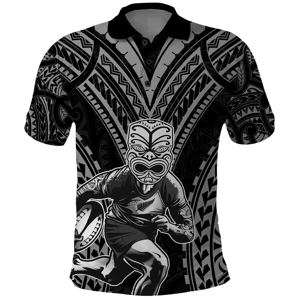 Custom New Zealand Rugby Polo Shirt Maori All Black Warrior Tribal Tattoo
