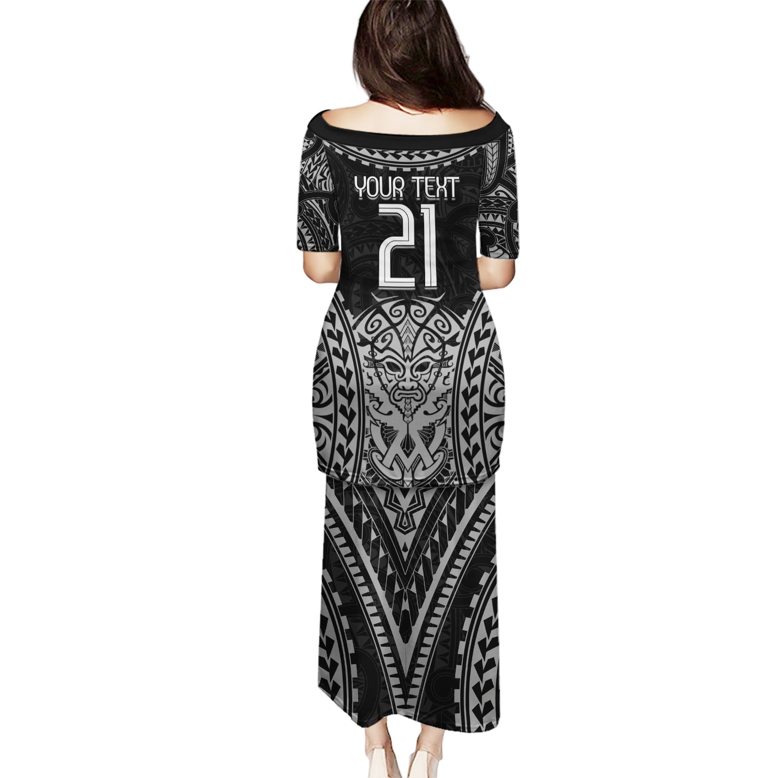 Custom New Zealand Rugby Puletasi Maori All Black Warrior Tribal Tattoo
