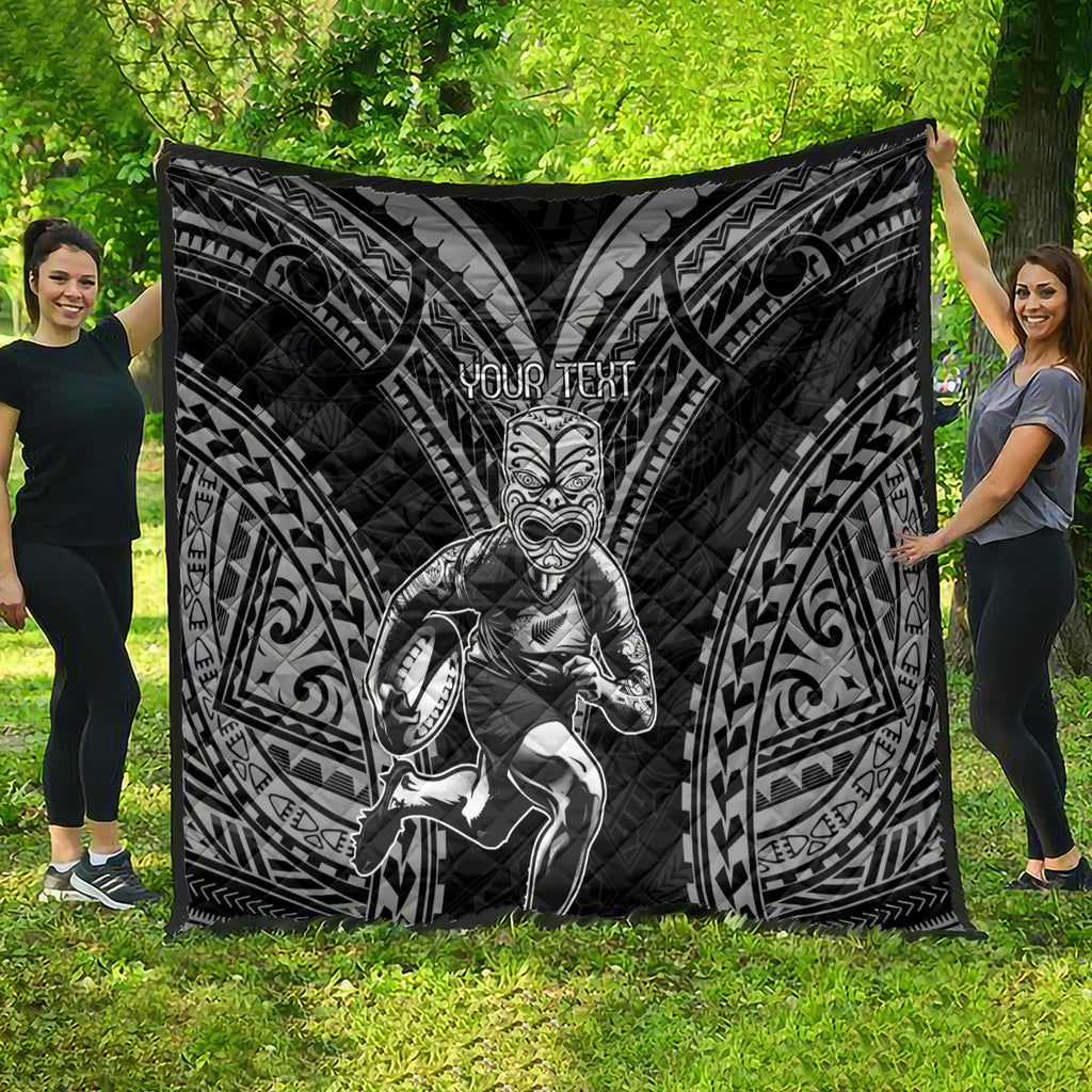 Custom New Zealand Rugby Quilt Maori All Black Warrior Tribal Tattoo