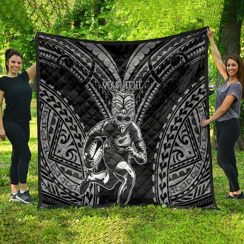 Custom New Zealand Rugby Quilt Maori All Black Warrior Tribal Tattoo