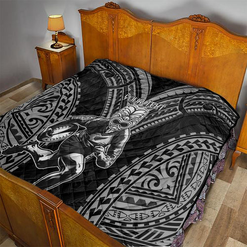 Custom New Zealand Rugby Quilt Maori All Black Warrior Tribal Tattoo