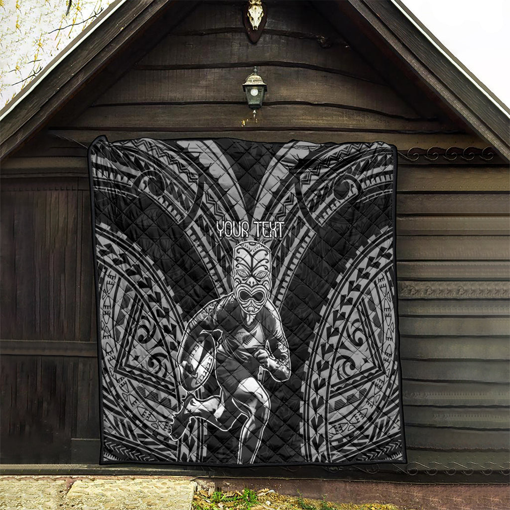 Custom New Zealand Rugby Quilt Maori All Black Warrior Tribal Tattoo