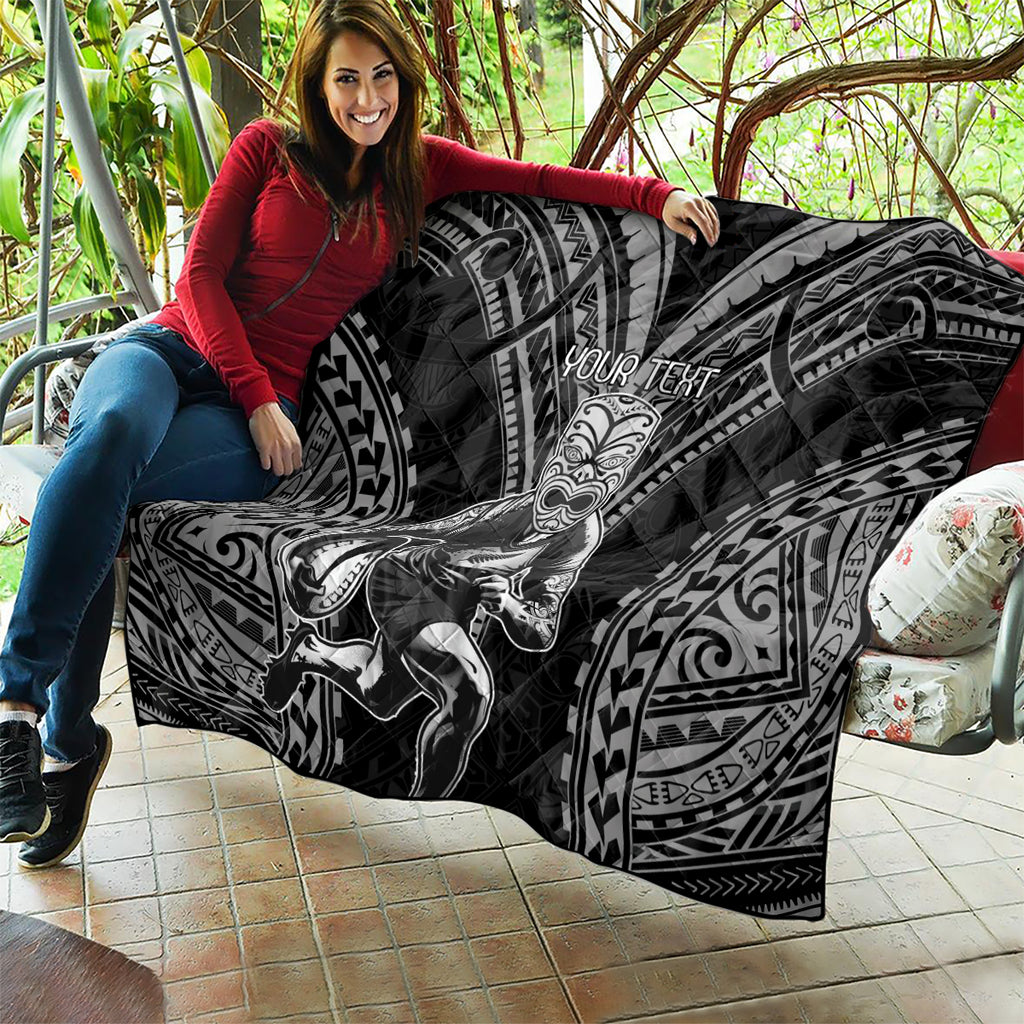 Custom New Zealand Rugby Quilt Maori All Black Warrior Tribal Tattoo