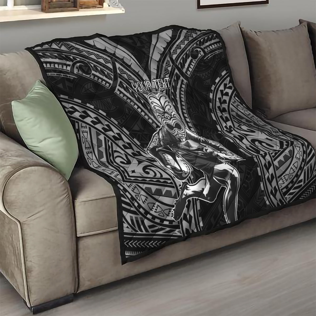 Custom New Zealand Rugby Quilt Maori All Black Warrior Tribal Tattoo